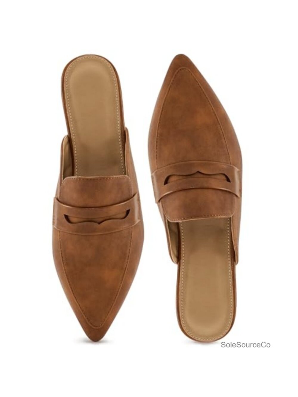 Women's Faux Leather Memory Foam Mules - Non-Slip Business Casual Comfort Shoes
